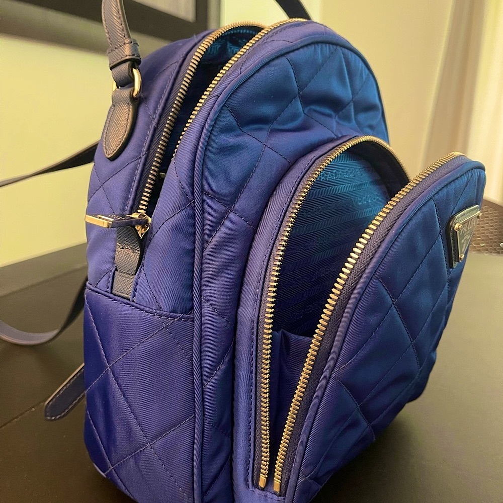 Authentic Prada Re-Nylon Royal Blue Chic Backpack New with Tags!! - Picture 6 of 9
